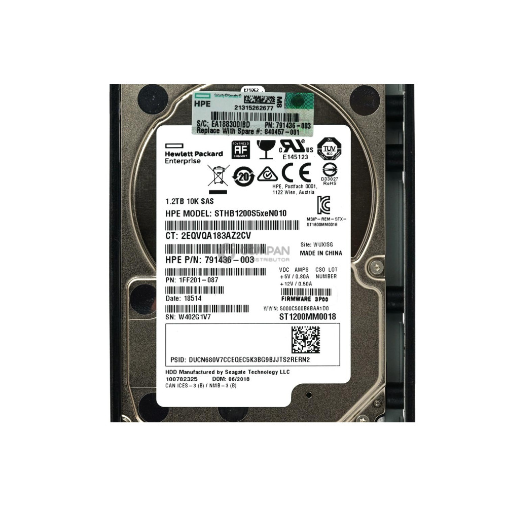 840457-001 HP HDD 1.2TB 10K SAS 6G 2.5" HOT-SWAP FOR 3PAR M6710